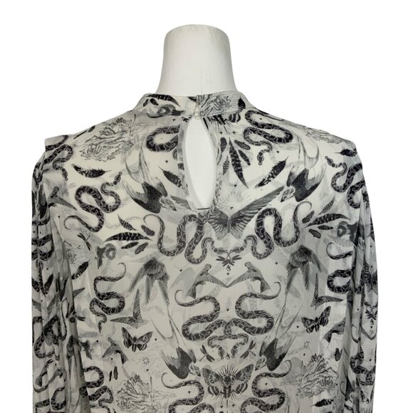 AllSaints Jasmine Somnium Top Blouse 4 Sheer Snake Design - Picture 8 of 12